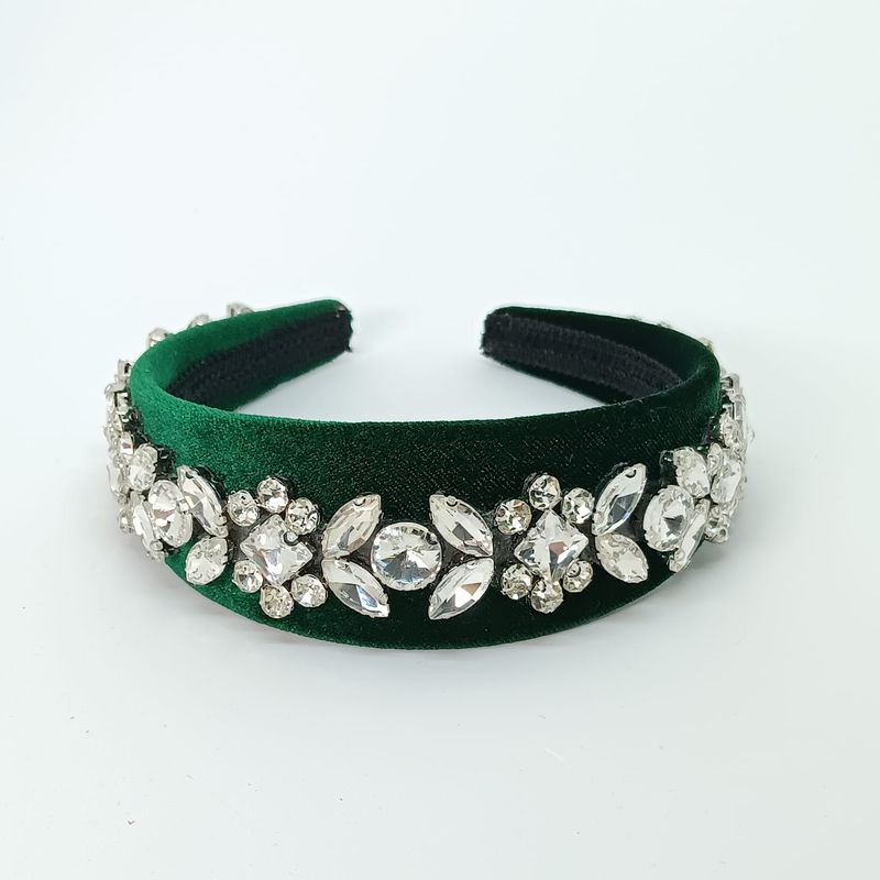 Diadeem tiara groen fluweel met strass - breed