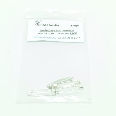 Broche speld (verzilverd) 3cm
