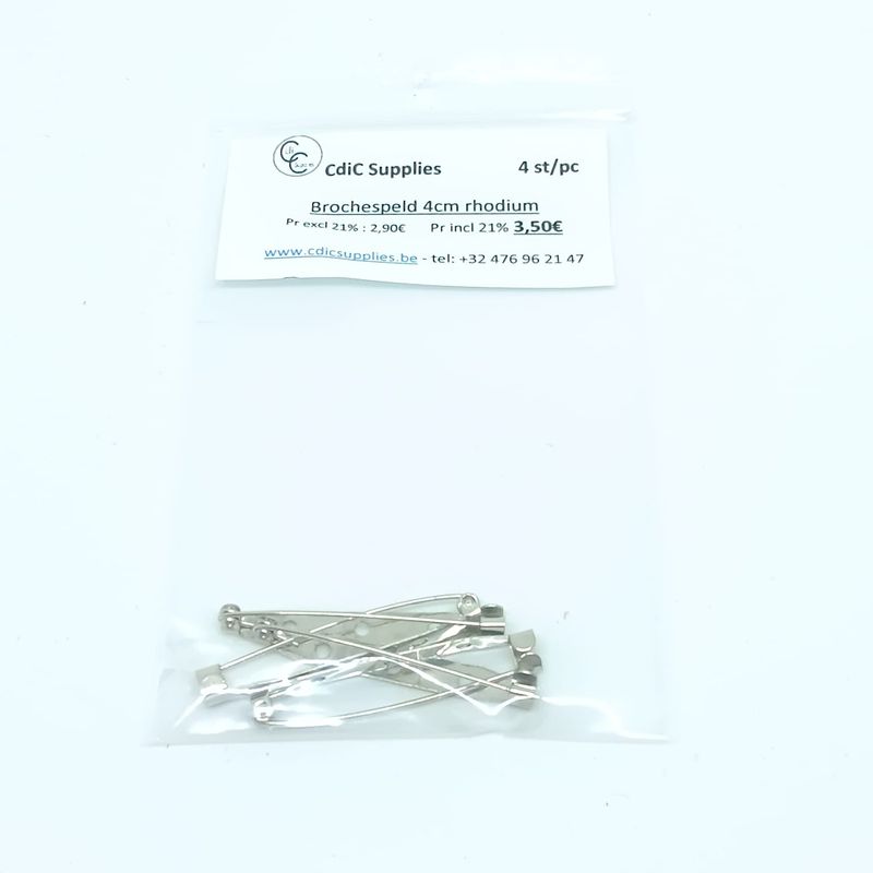 Broche speld (rhodium) 4,5cm