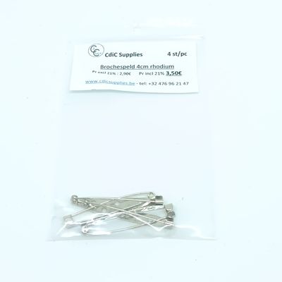 Broche speld (rhodium) 4,5cm