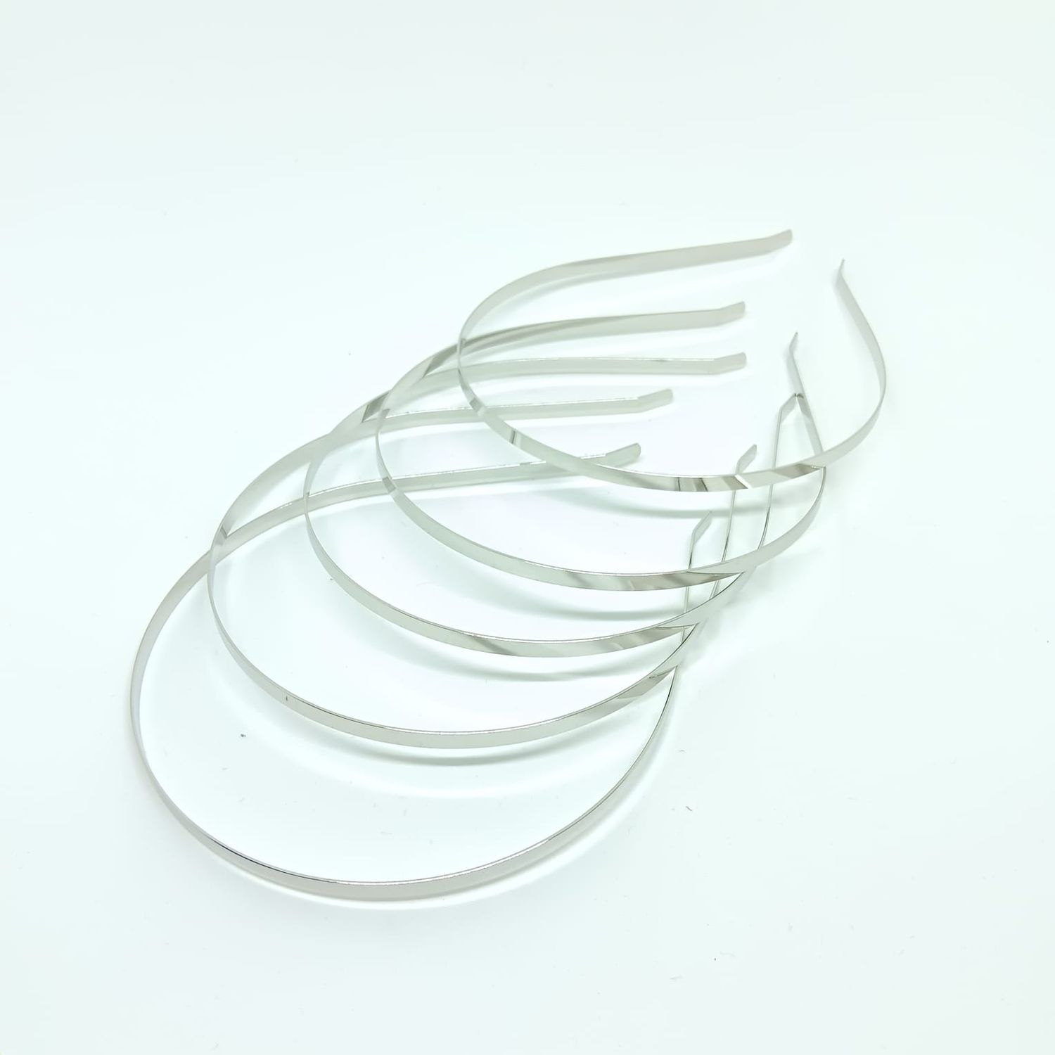 5 diademen - metaal - 5mm - 38cm - zilverkleurig