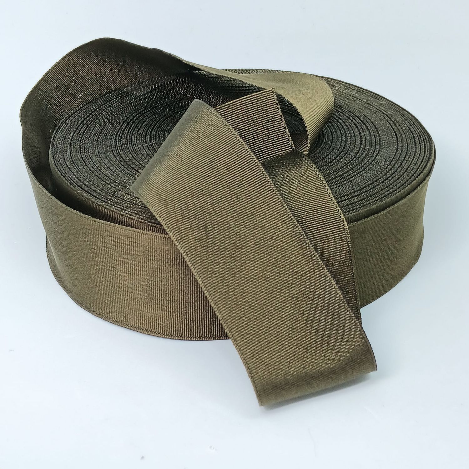 Vintage hoedenlint 40 mm polyester donker olijfgroen