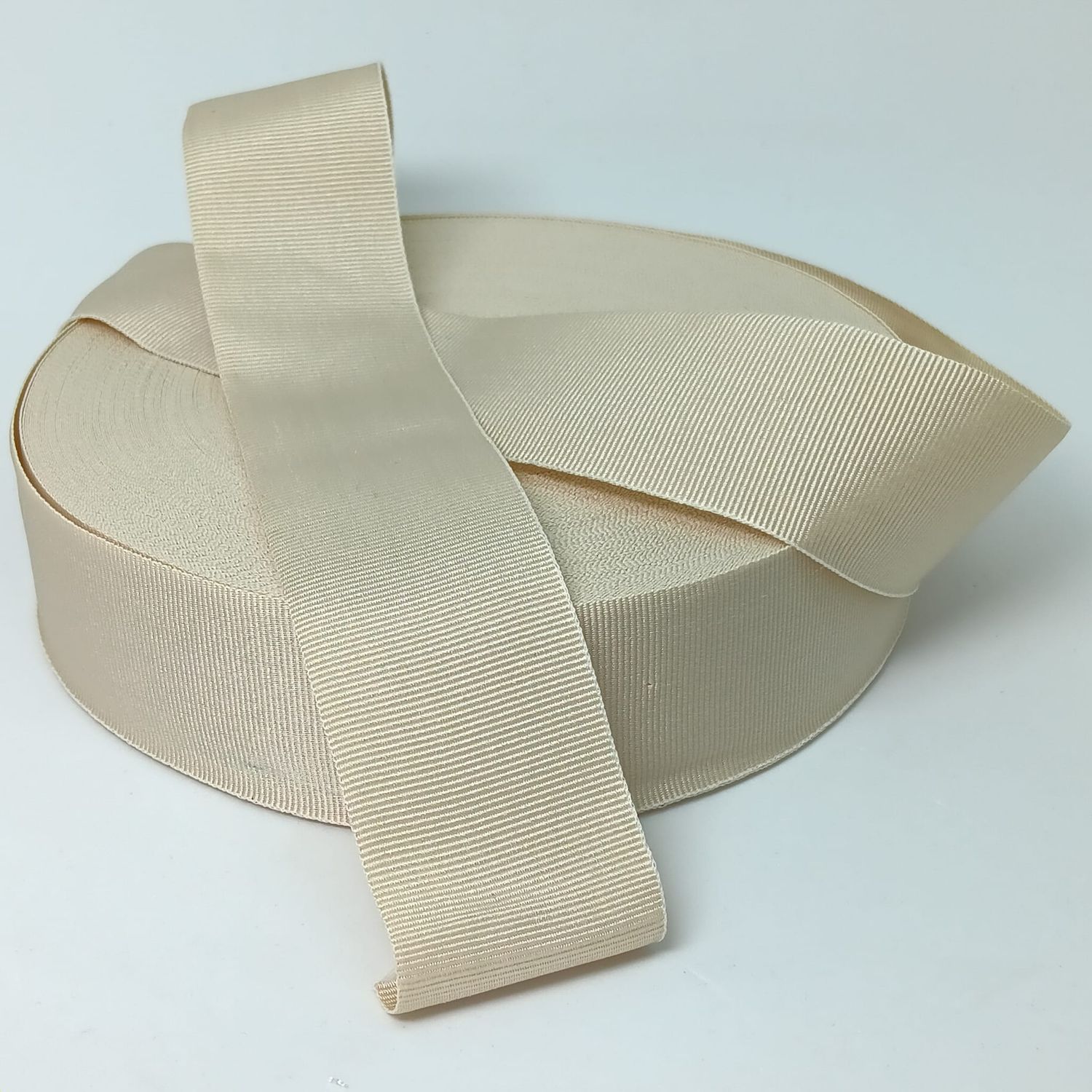 Vintage hoedenlint 40 mm polyester beige