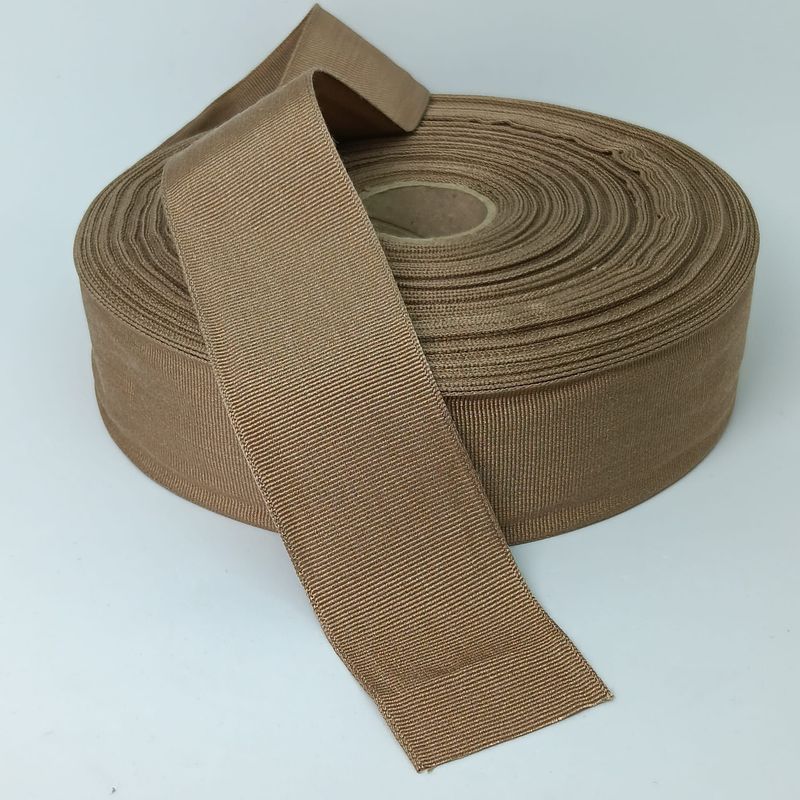 Vintage hoedenlint 40 mm polyester donker mosterd