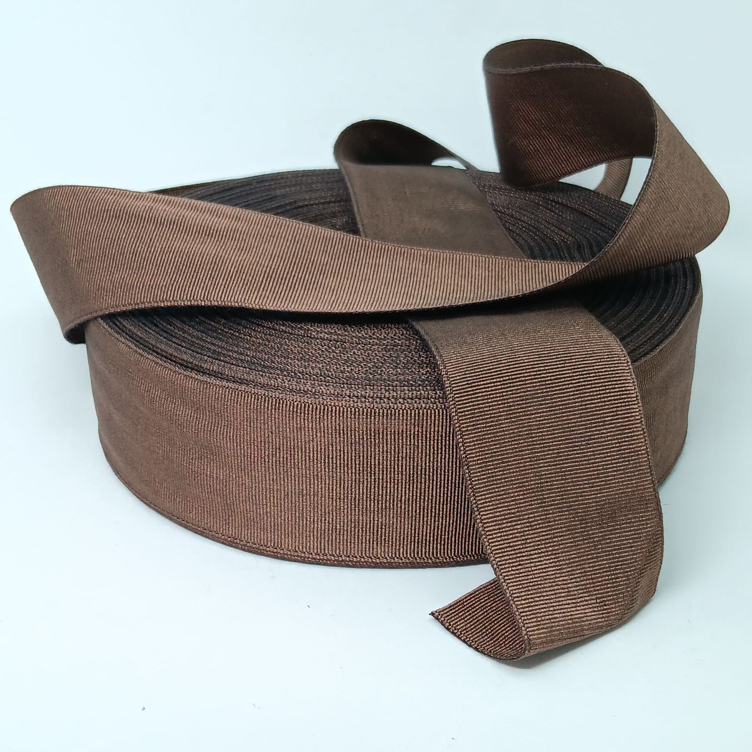 Vintage hoedenlint 40 mm polyester warm bruin