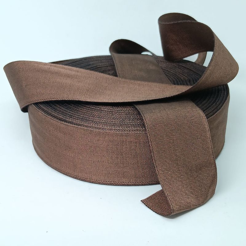 Vintage hoedenlint 40 mm polyester warm bruin