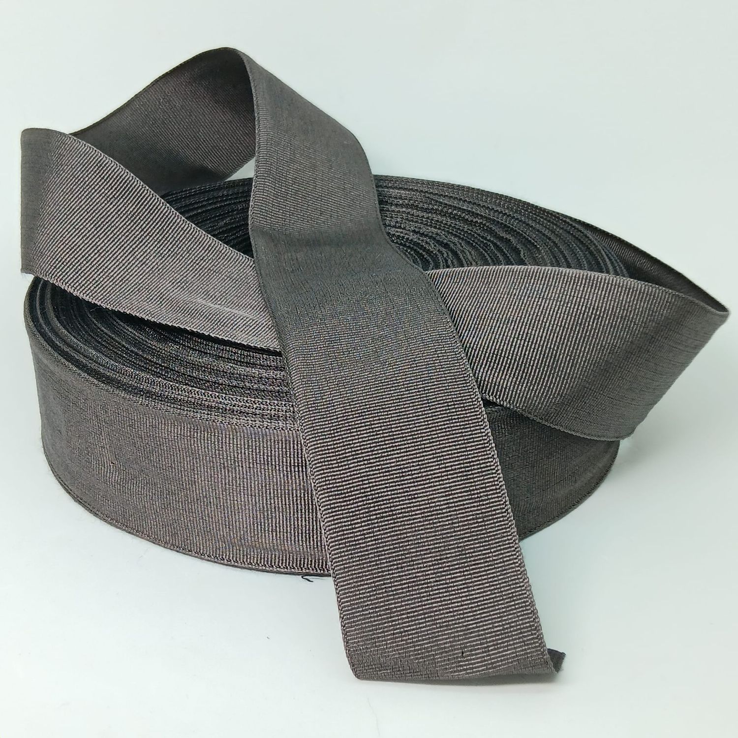 Vintage hoedenlint 40 mm polyester antraciet grijs