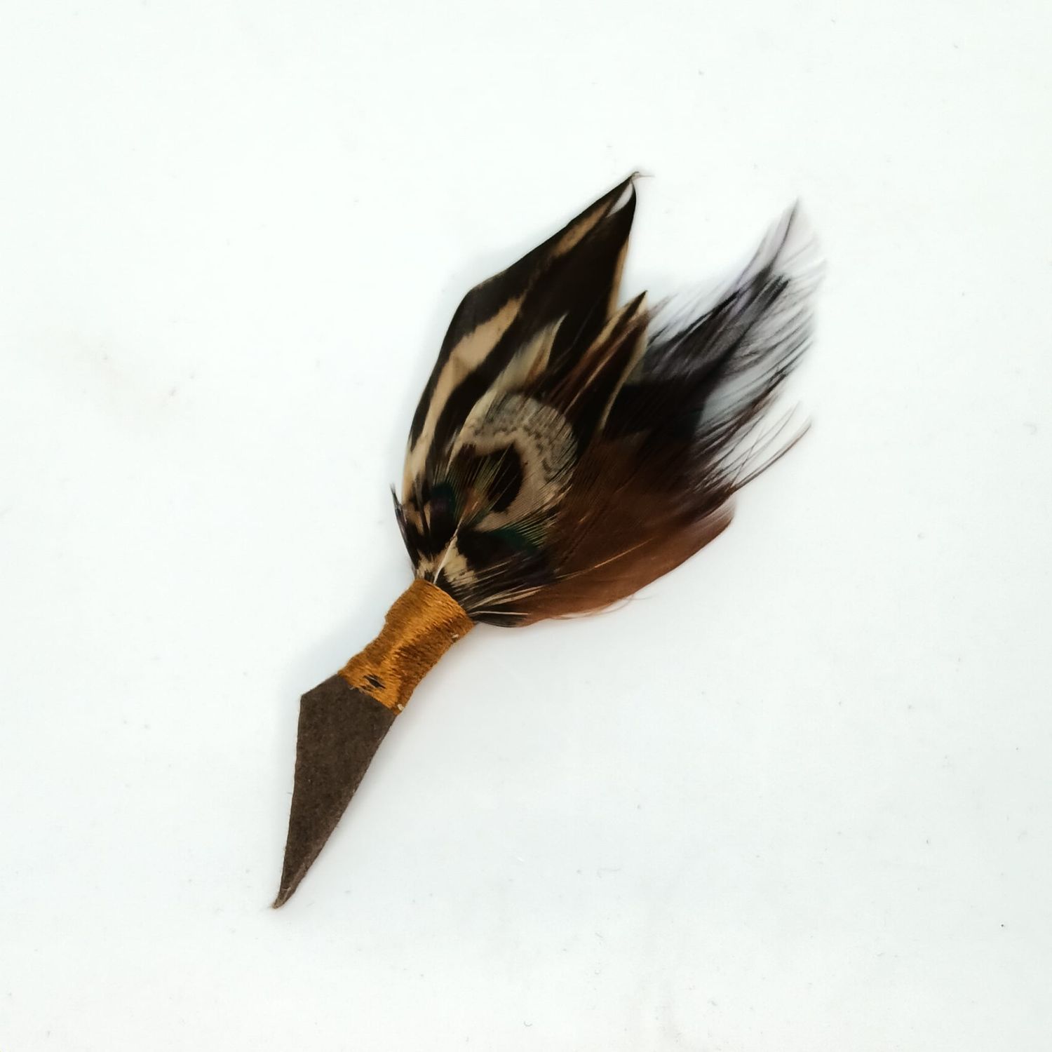 Veren broche/boutonniere - fazant-oker-zwart