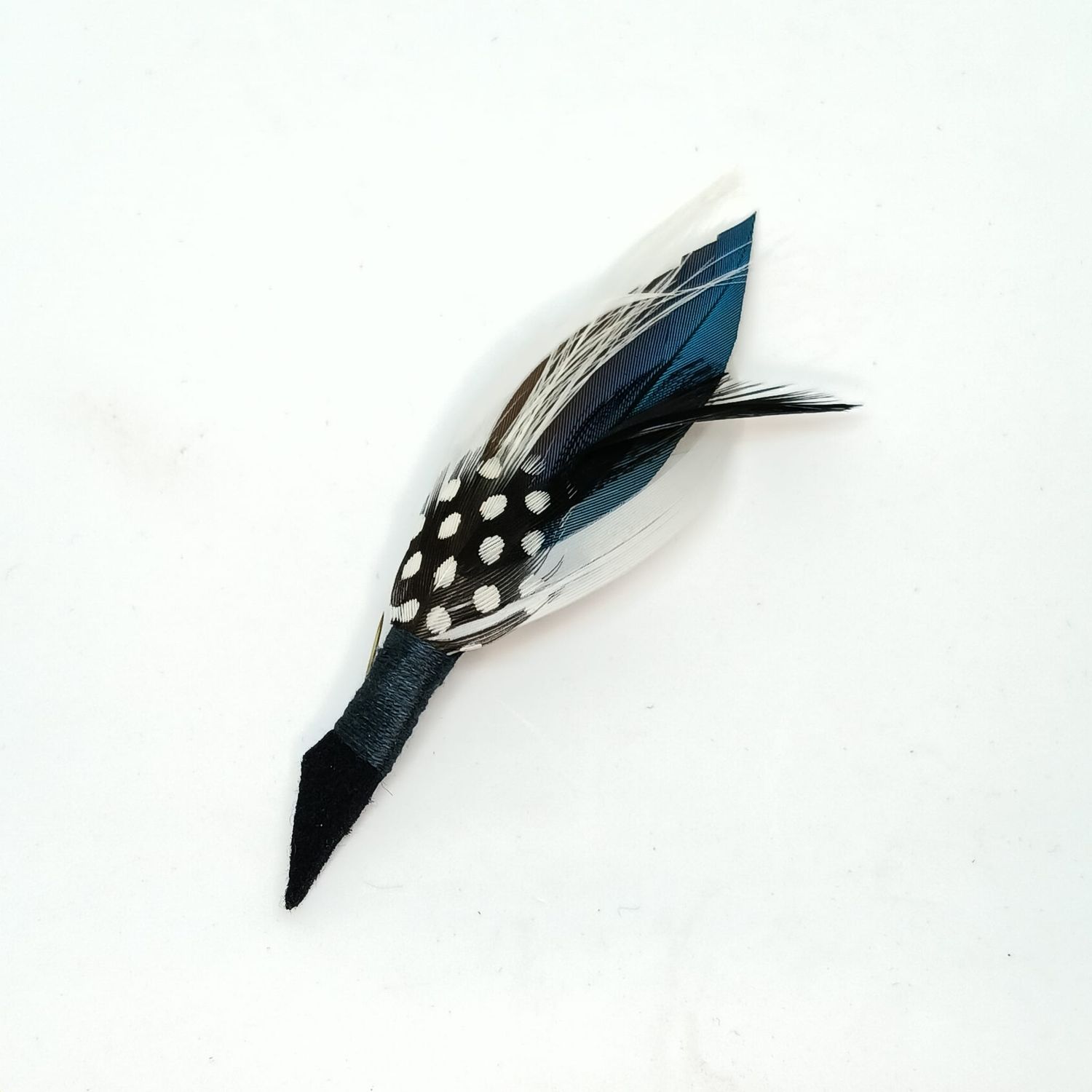 Veren broche/boutonniere - blauw-zwart-wit