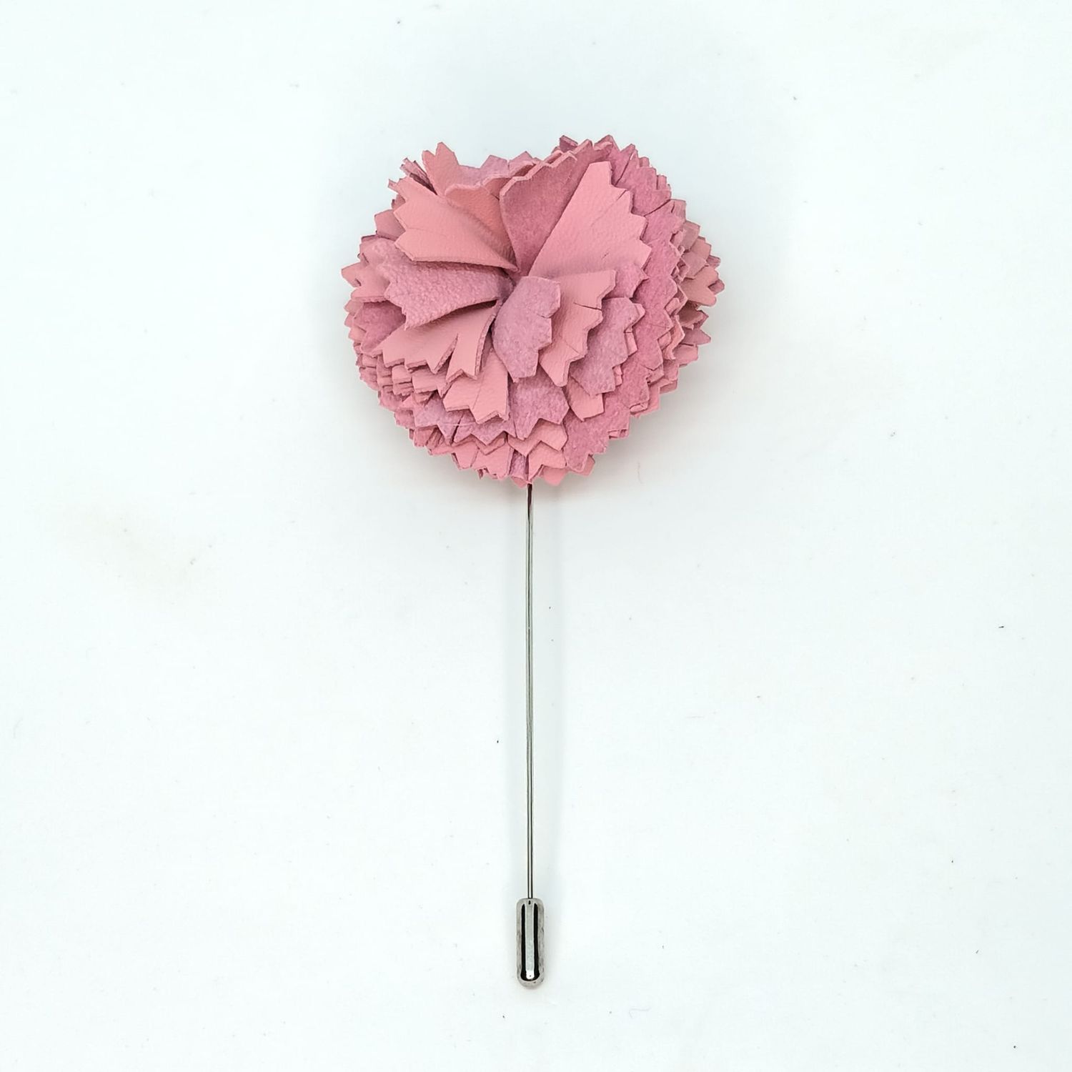 Broche/boutonnière lapel speld - roze anjer in leder