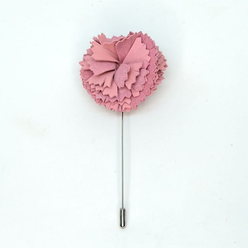Broche/boutonnière lapel speld - roze anjer in leder