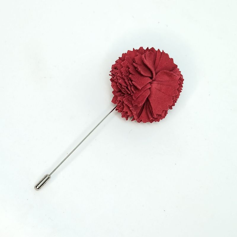 Broche/boutonnière lapel speld - rood anjer in leder