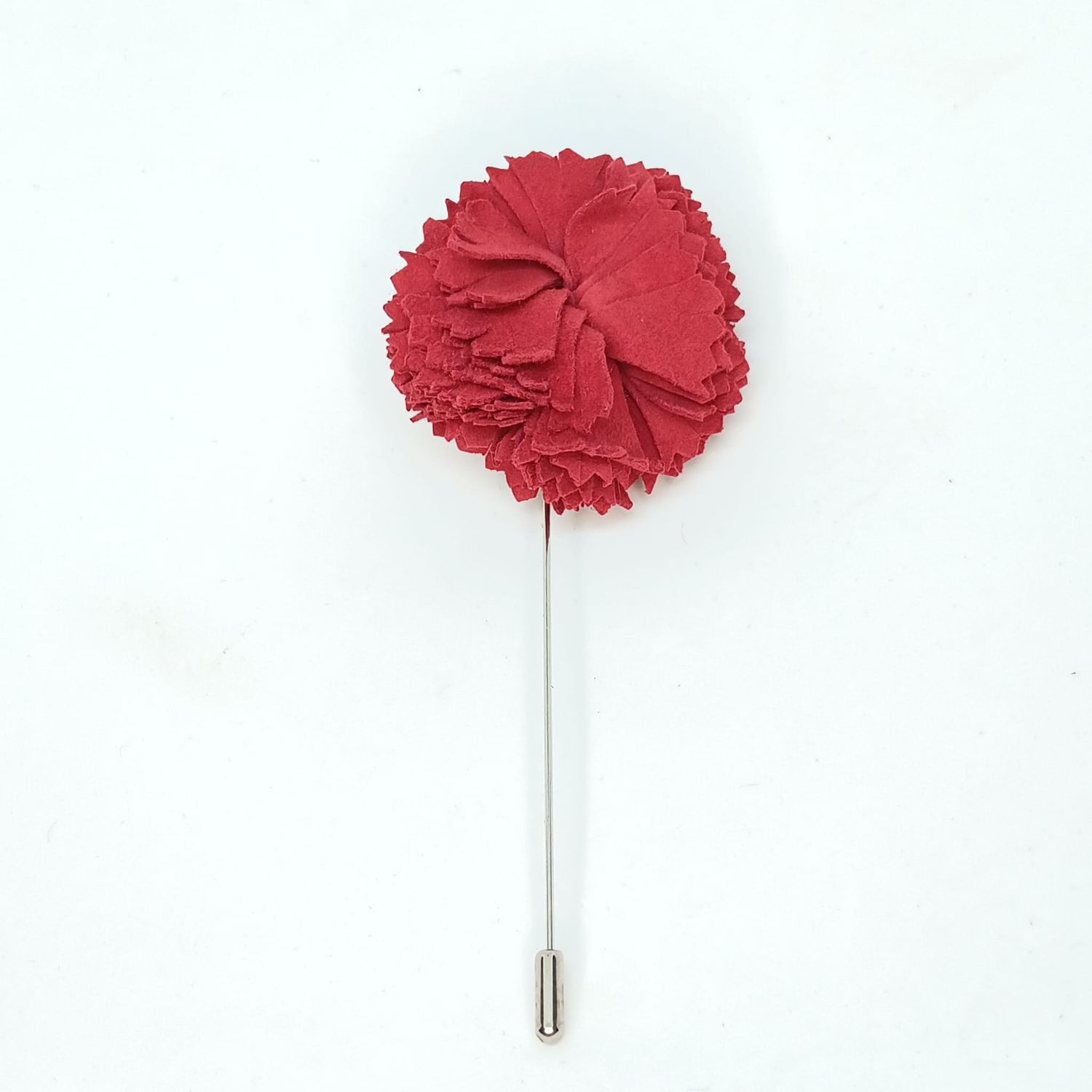 Broche/boutonnière lapel speld - rood anjer in leder