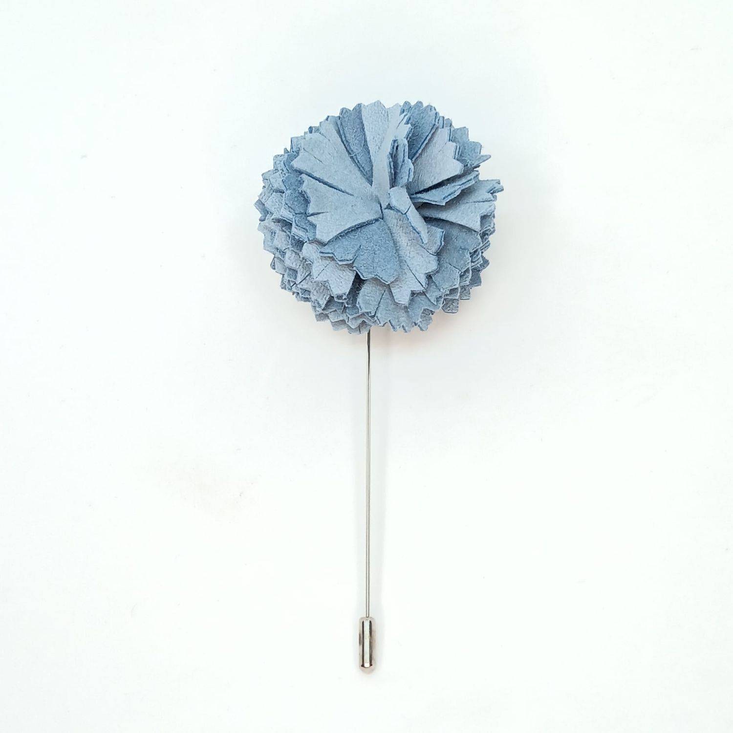 Broche/boutonnière lapel speld - licht blauwe anjer in leder
