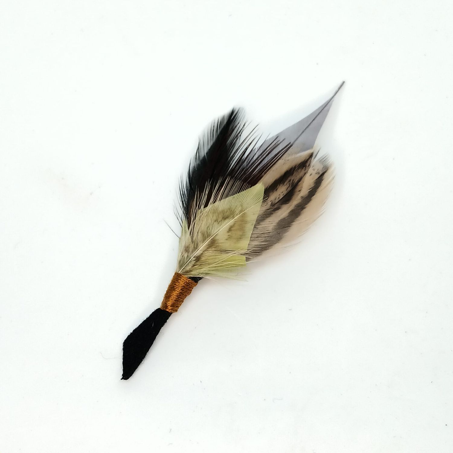 Veren broche/boutonniere - fazant-grijs-zwart