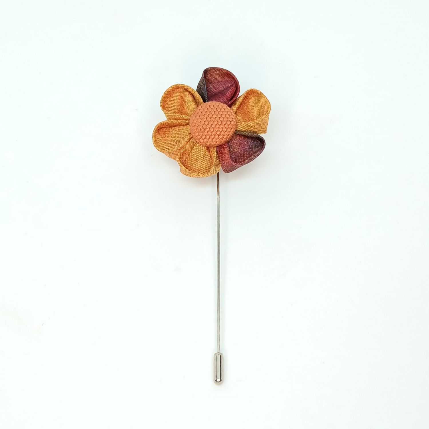 Broche boutonnière lapel speld - Kanzashi - oker-oranje