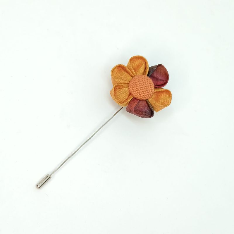 Broche boutonnière lapel speld - Kanzashi - oker-oranje
