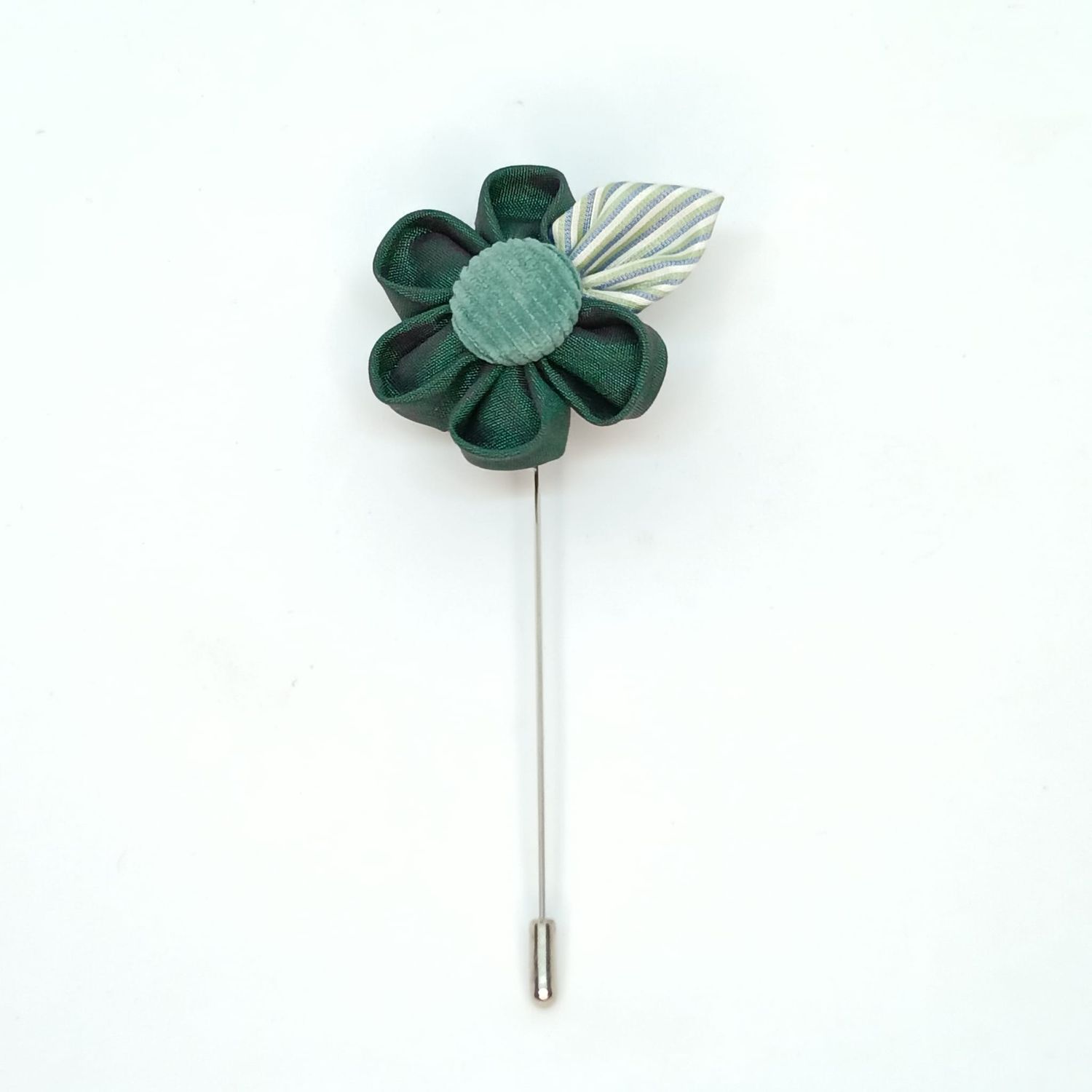 Broche boutonnière lapel speld - Kanzashi - groen zijde
