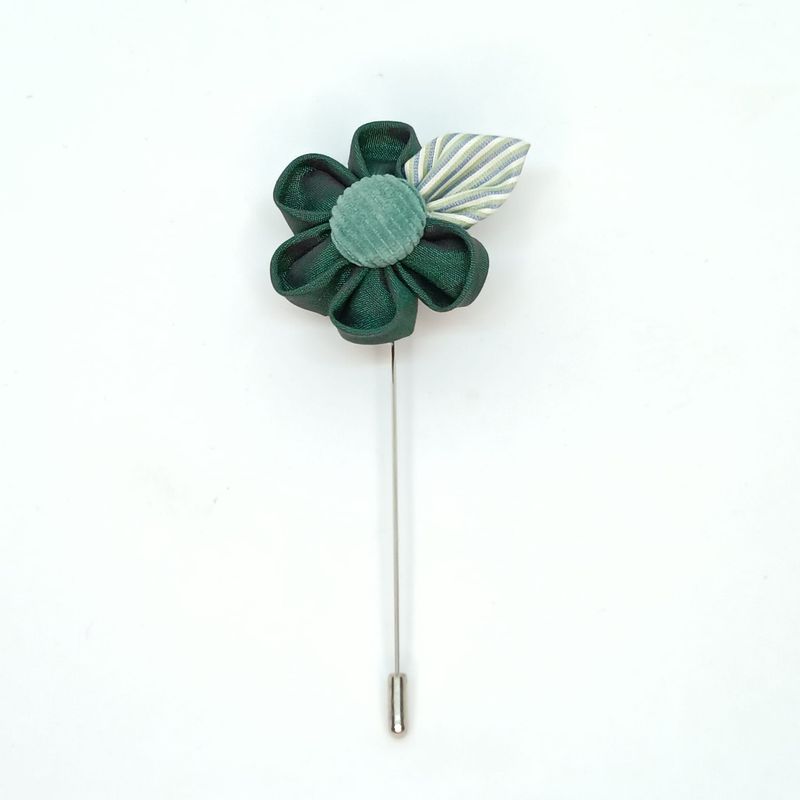 Broche boutonnière lapel speld - Kanzashi - groen zijde