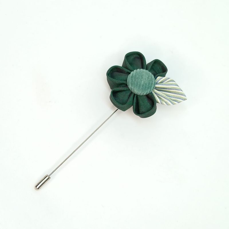 Broche boutonnière lapel speld - Kanzashi - groen zijde