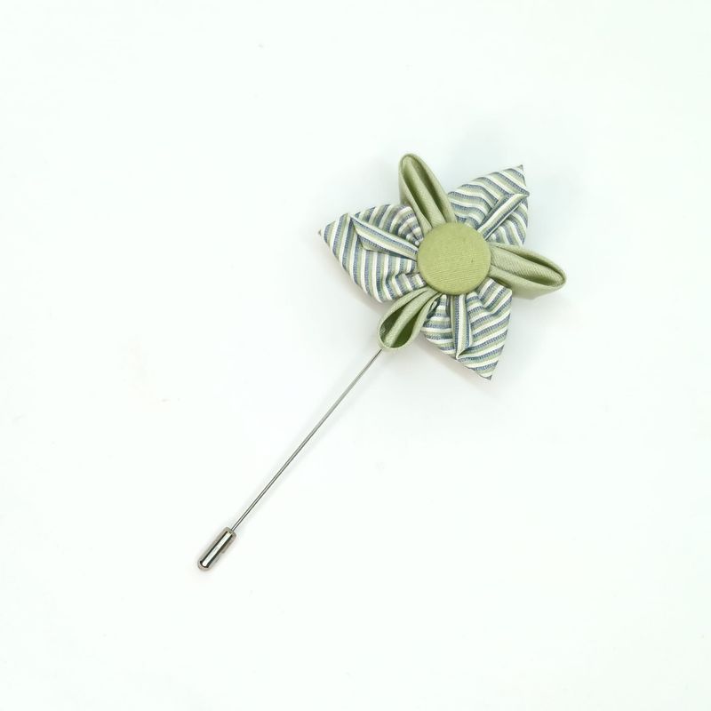 Broche boutonnière lapel speld - Kanzashi - blauw-licht groen