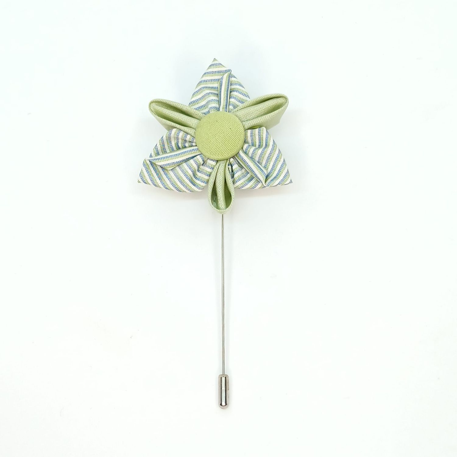 Broche boutonnière lapel speld - Kanzashi - blauw-licht groen Broche boutonnière lapel speld - Kanzashi - blauw-licht groen