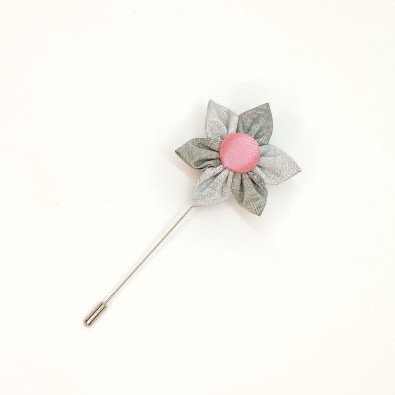 Broche boutonnière lapel speld - Kanzashi -tinten grijs