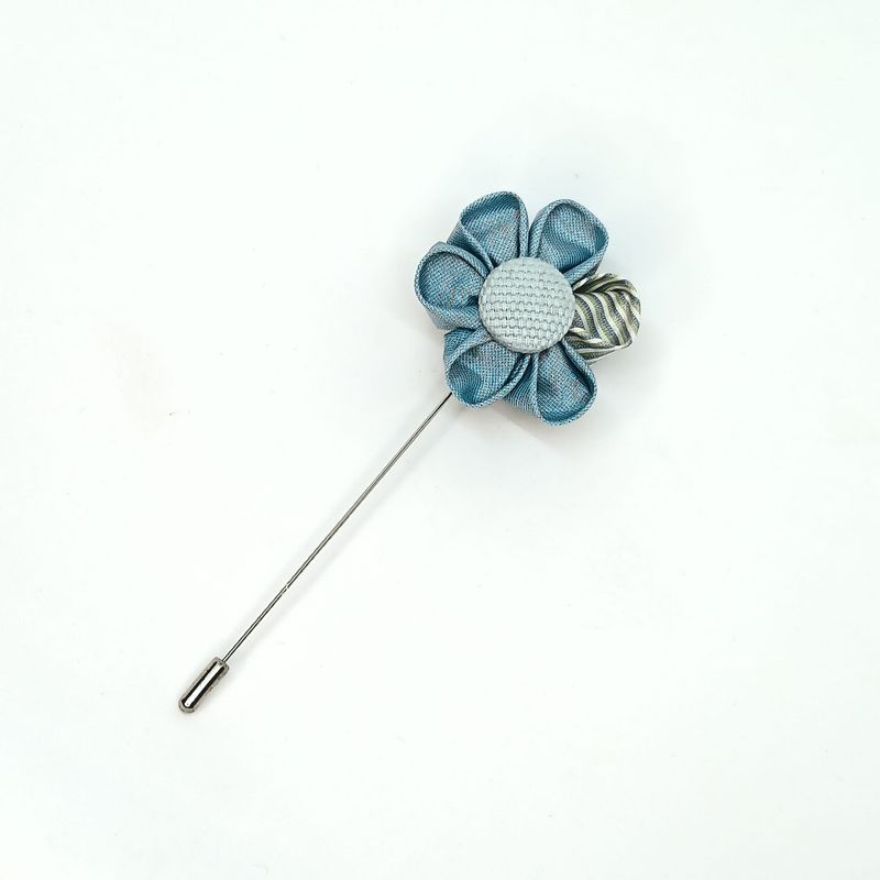 Broche boutonnière lapel speld - Kanzashi - blauw-groen