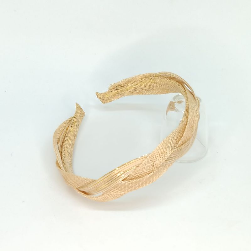 Beige met goud Sinamay Diadeem – Couture Hoofdband