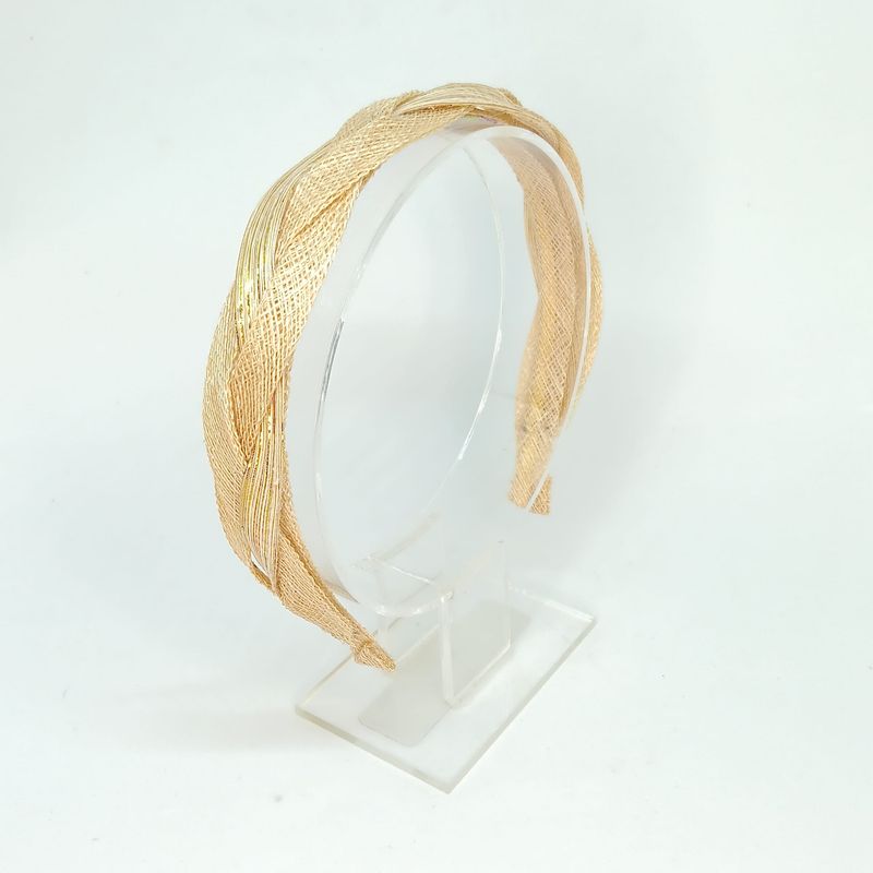 Beige met goud Sinamay Diadeem – Couture Hoofdband