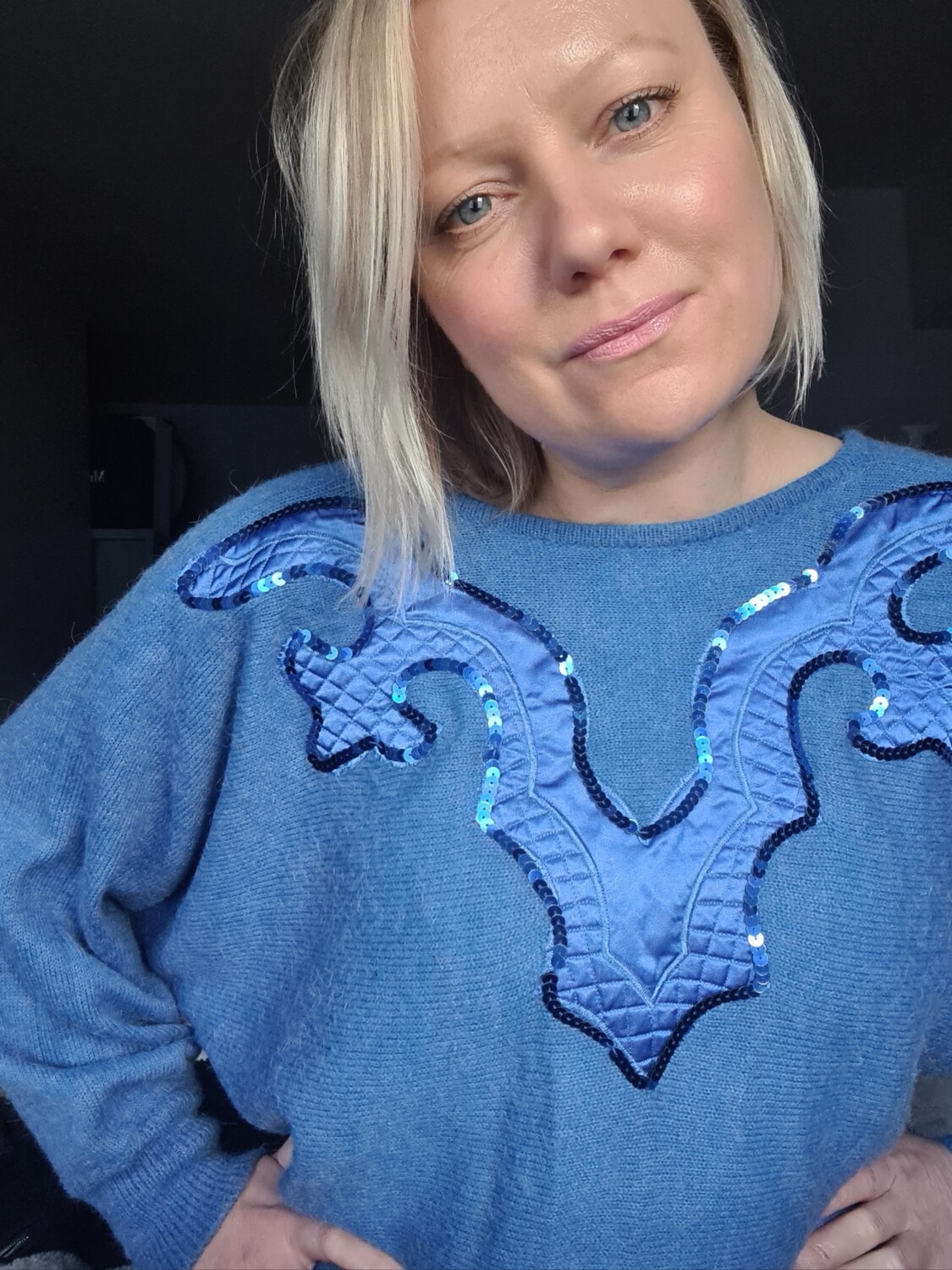 stunning 1980's satin and sequin applique jumper