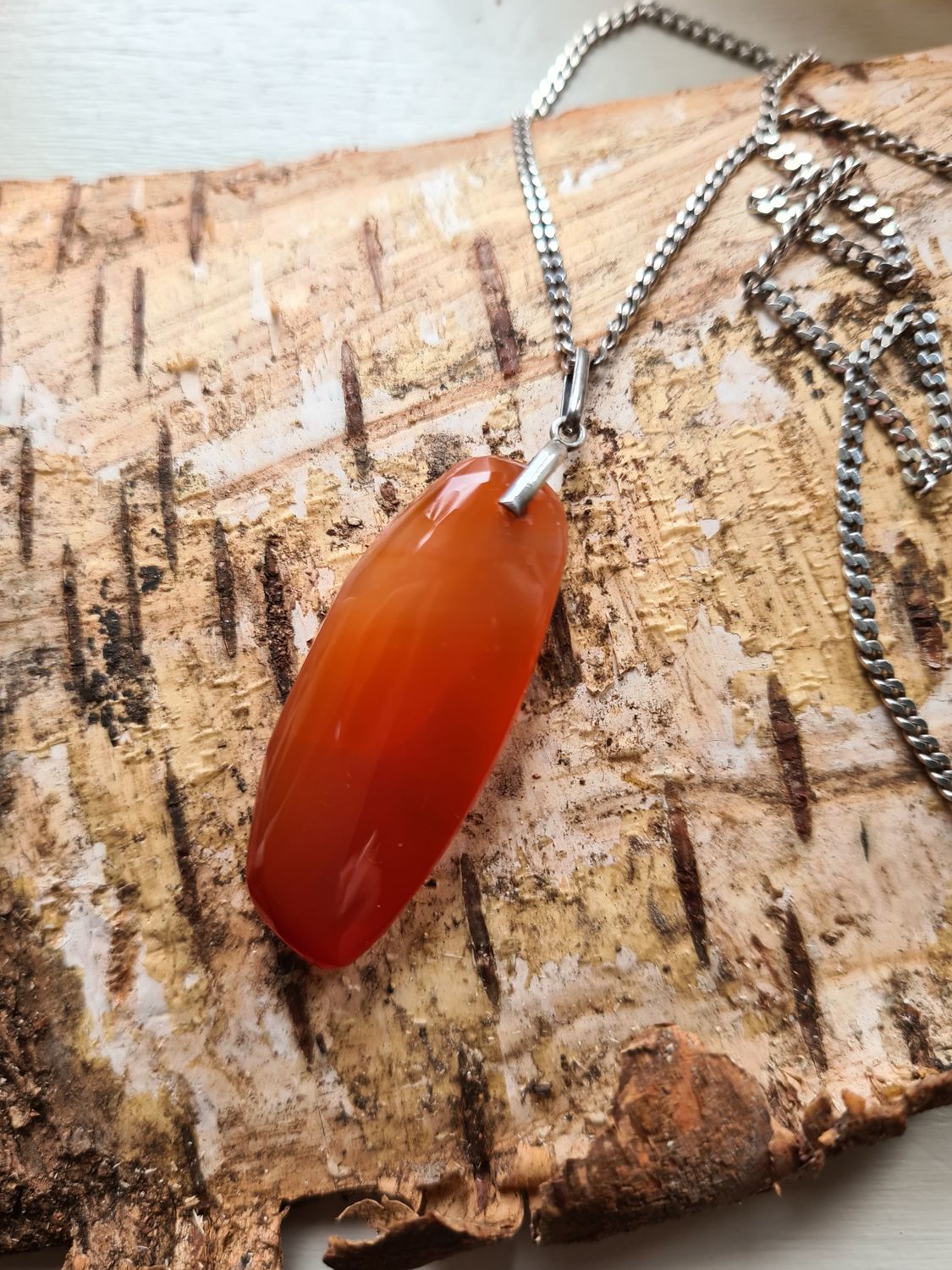 Beautiful Carnelian and sterling silver necklace