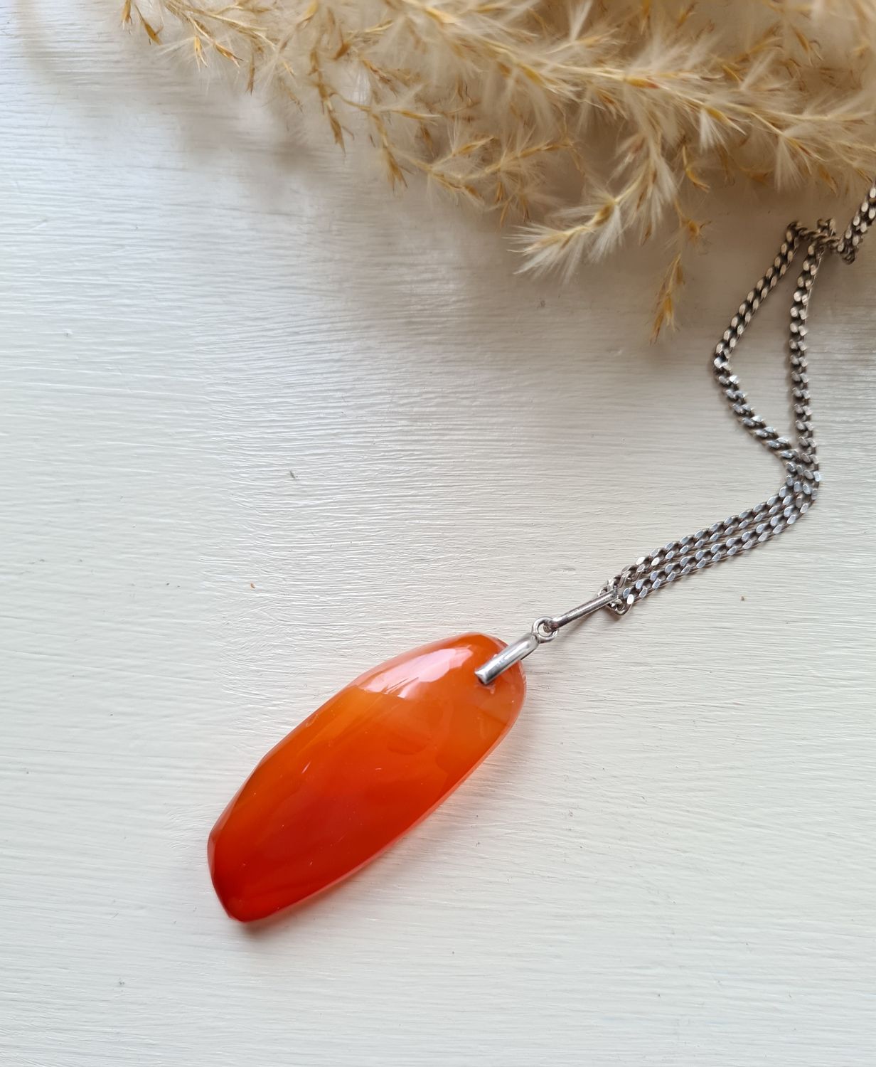 Beautiful Carnelian and sterling silver necklace