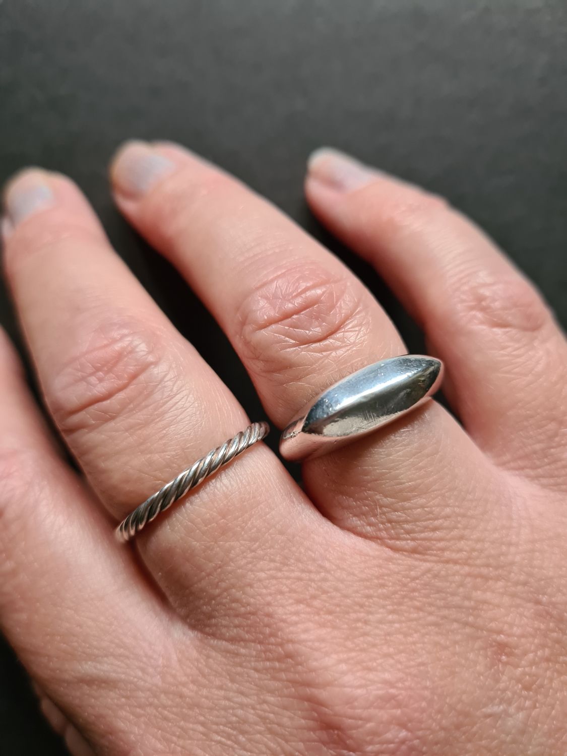 Vintage stylish rope silver ring