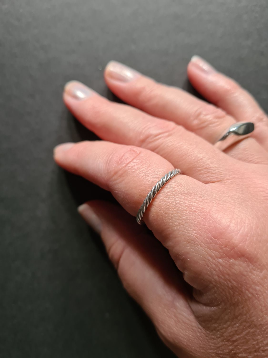 Vintage stylish rope silver ring