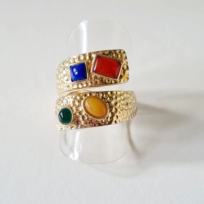 Stunning multi semi precious stone wrap ring by designer Brian Joseph Berenblut