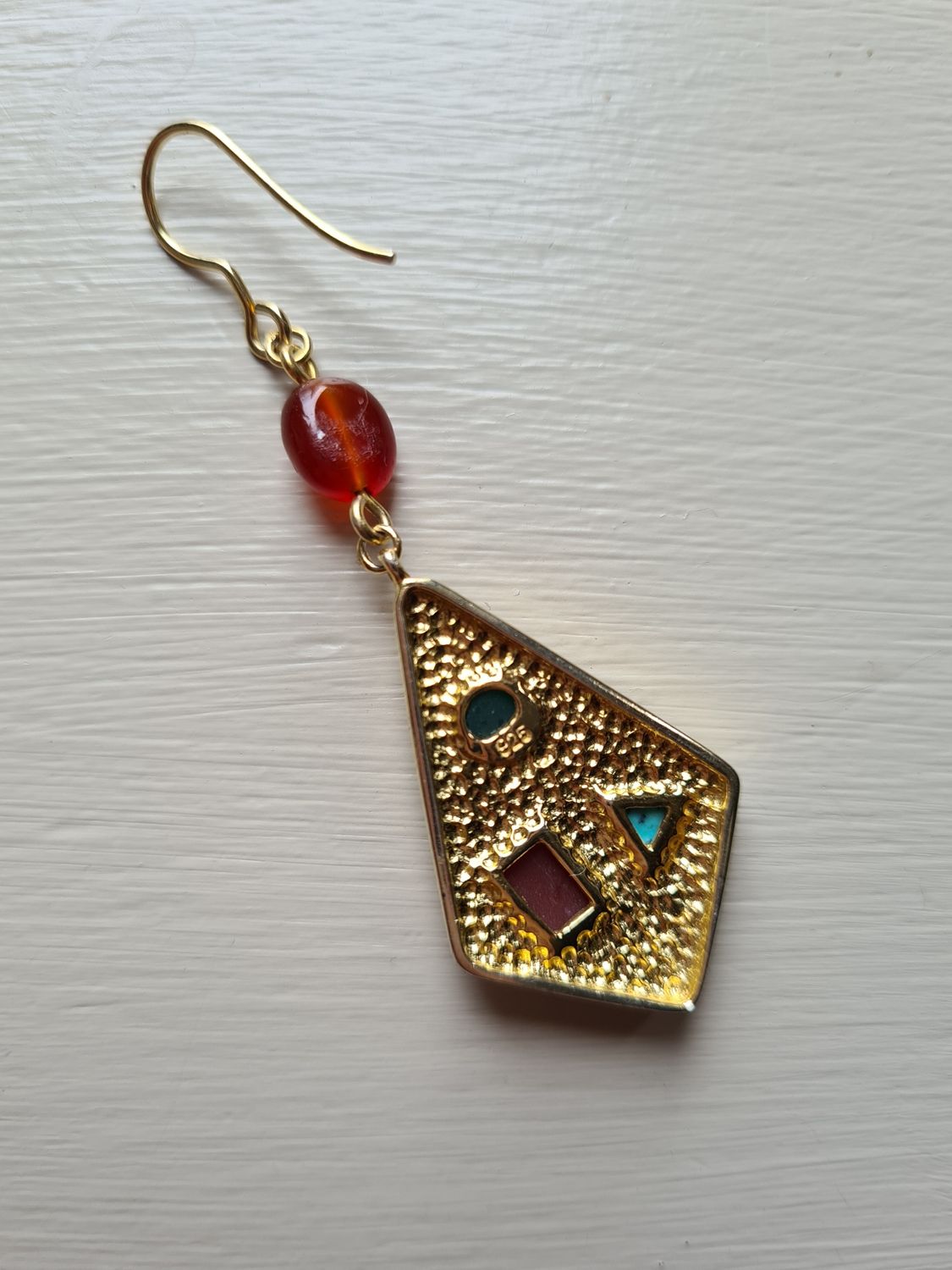 Designer gold vermeil and multi precious stone earrings