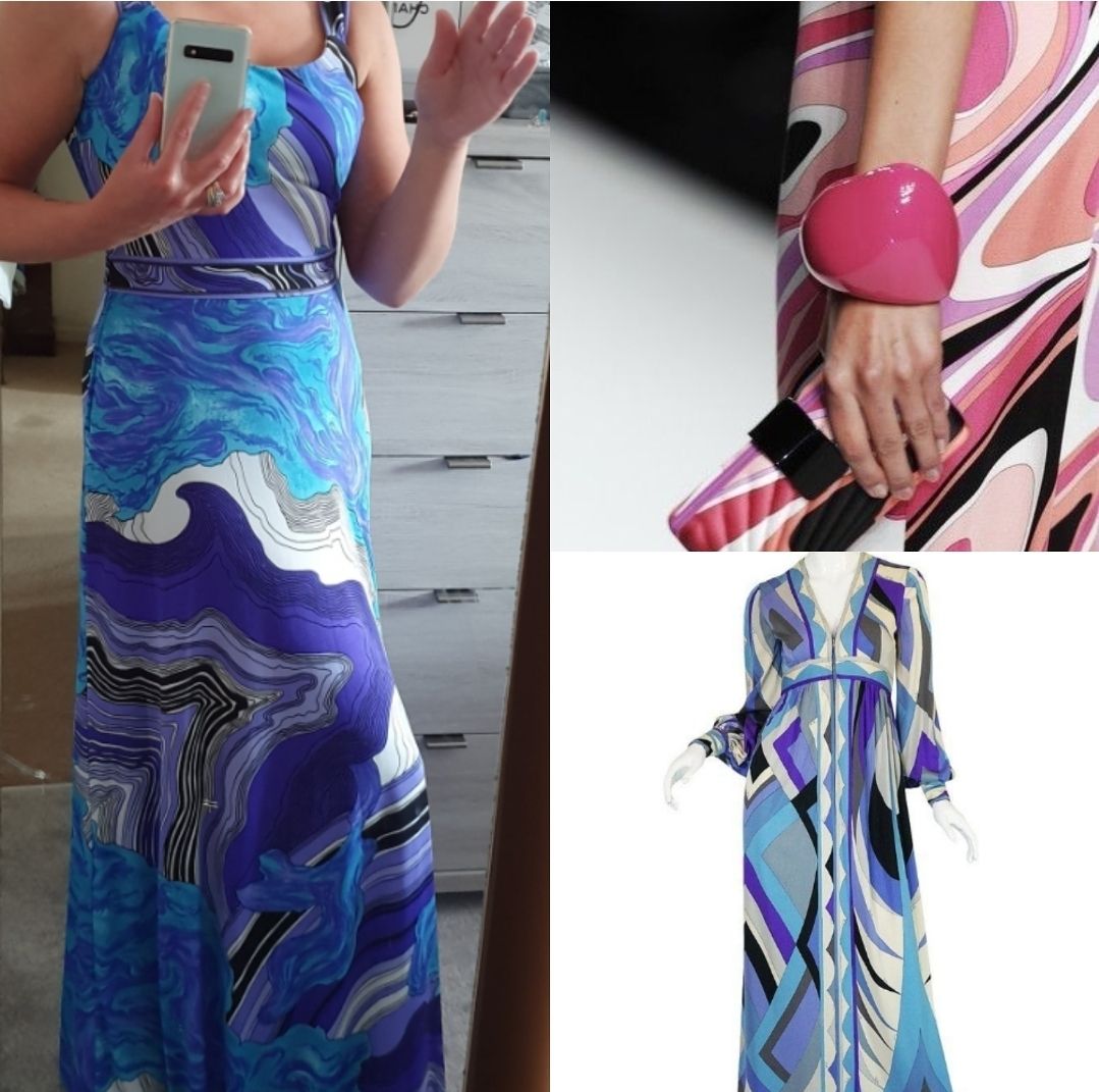Vintage marble print maxi dress