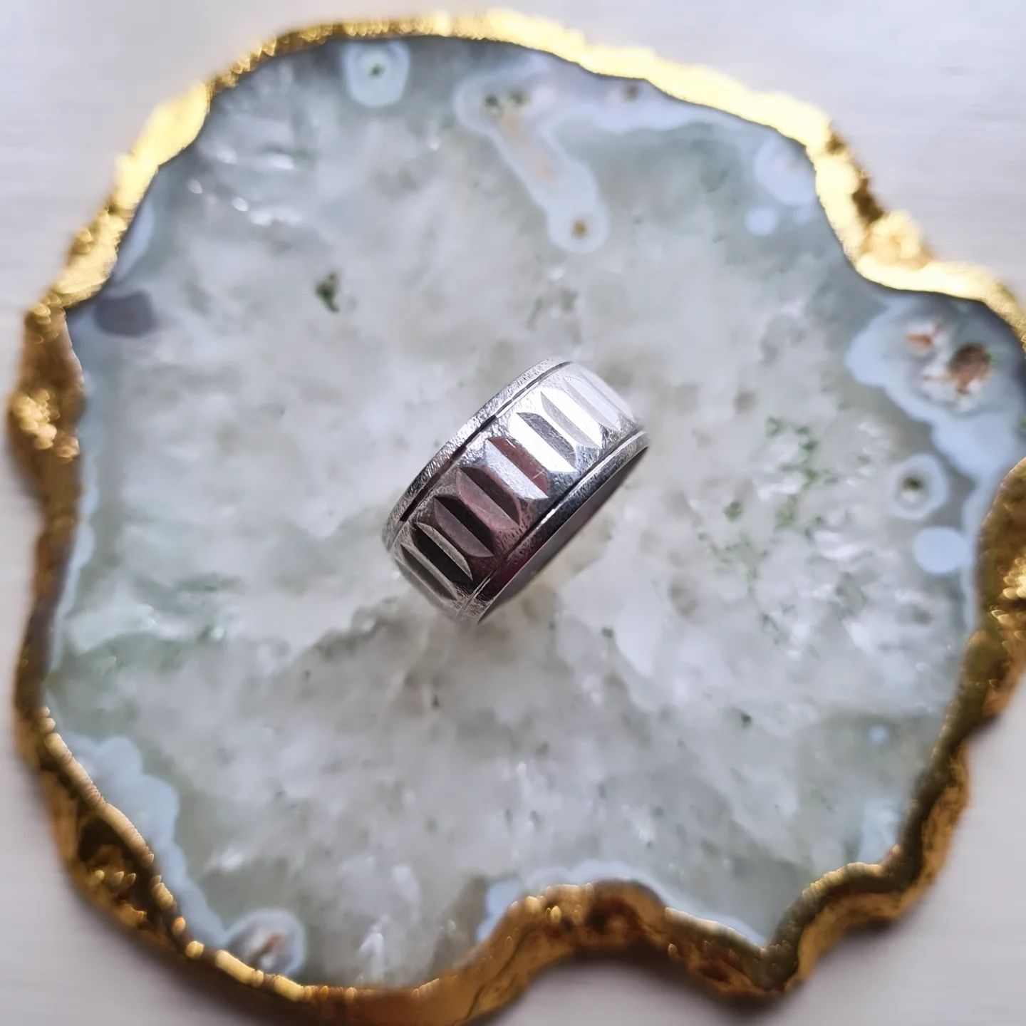 Vintage Unisex 1975 sterling silver wide band ring