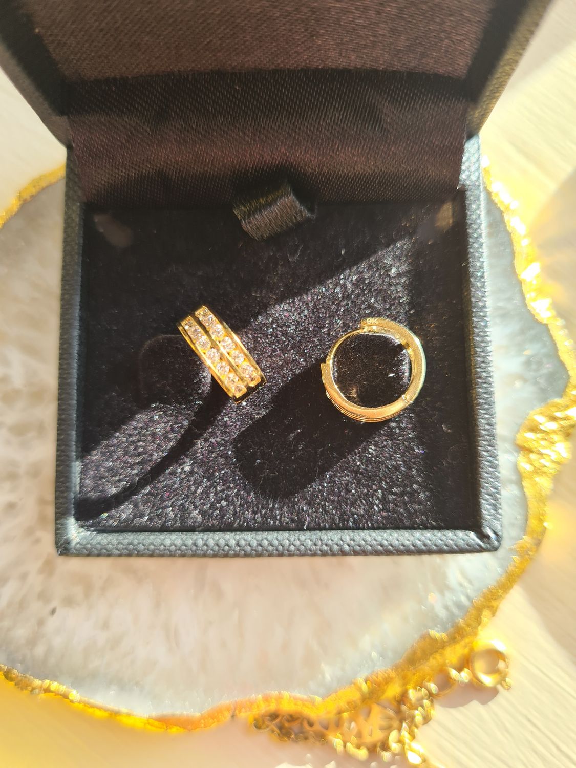 9ct gold and CZ huggy earrings