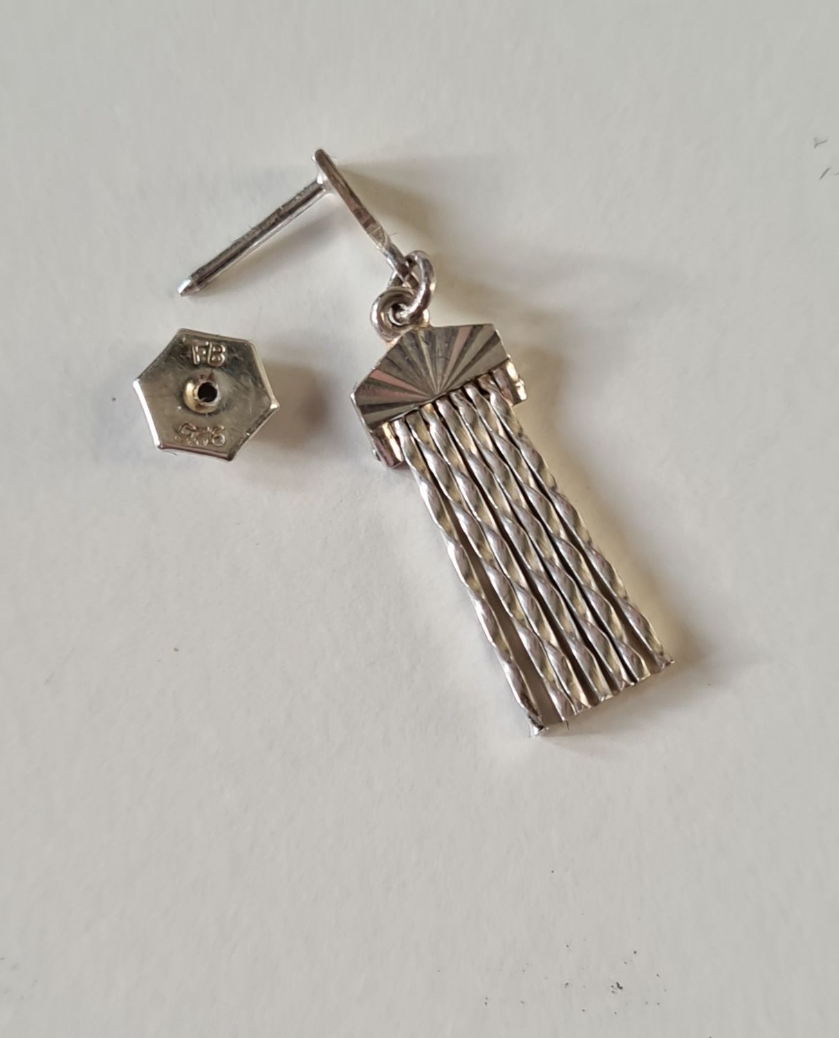 Art Deco sterling silver tassle earrings