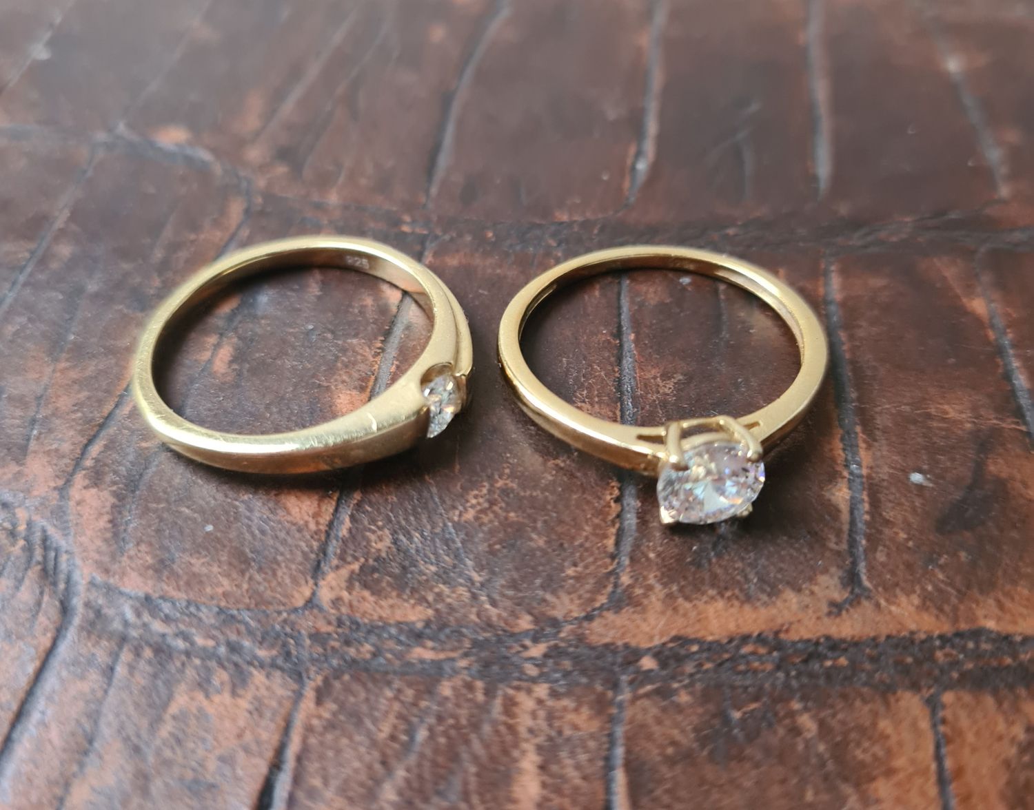 Vintage solitaire gold vermeil 925 ring
