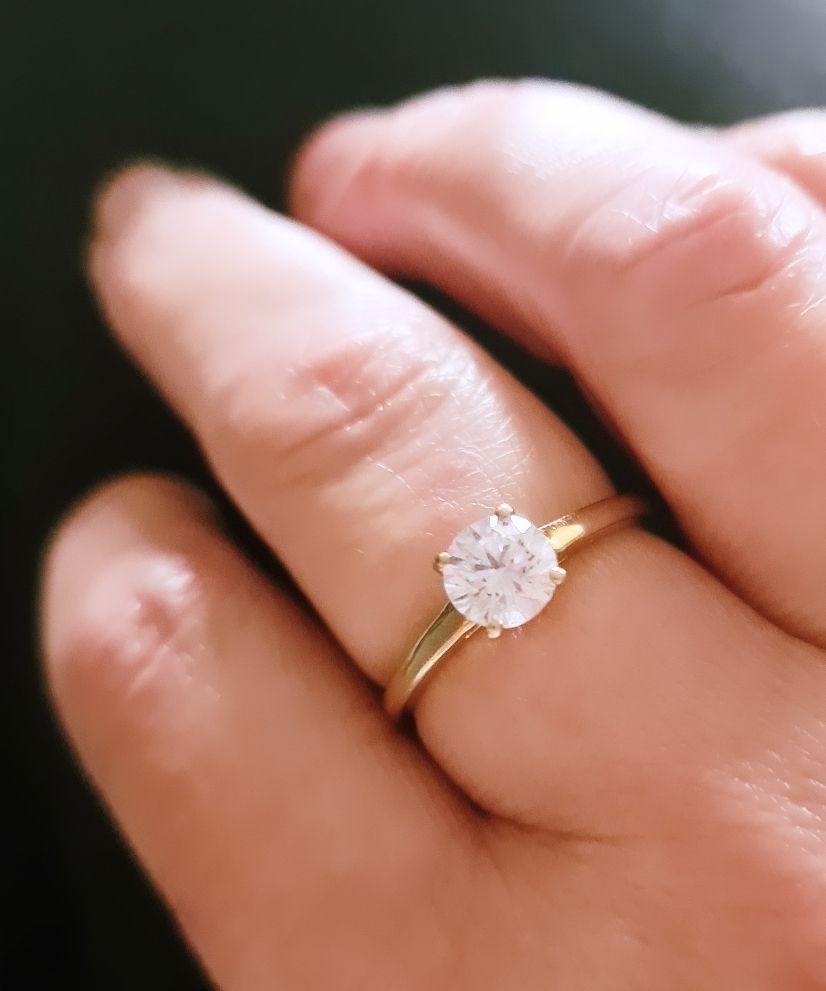 Vintage solitaire gold vermeil 925 ring