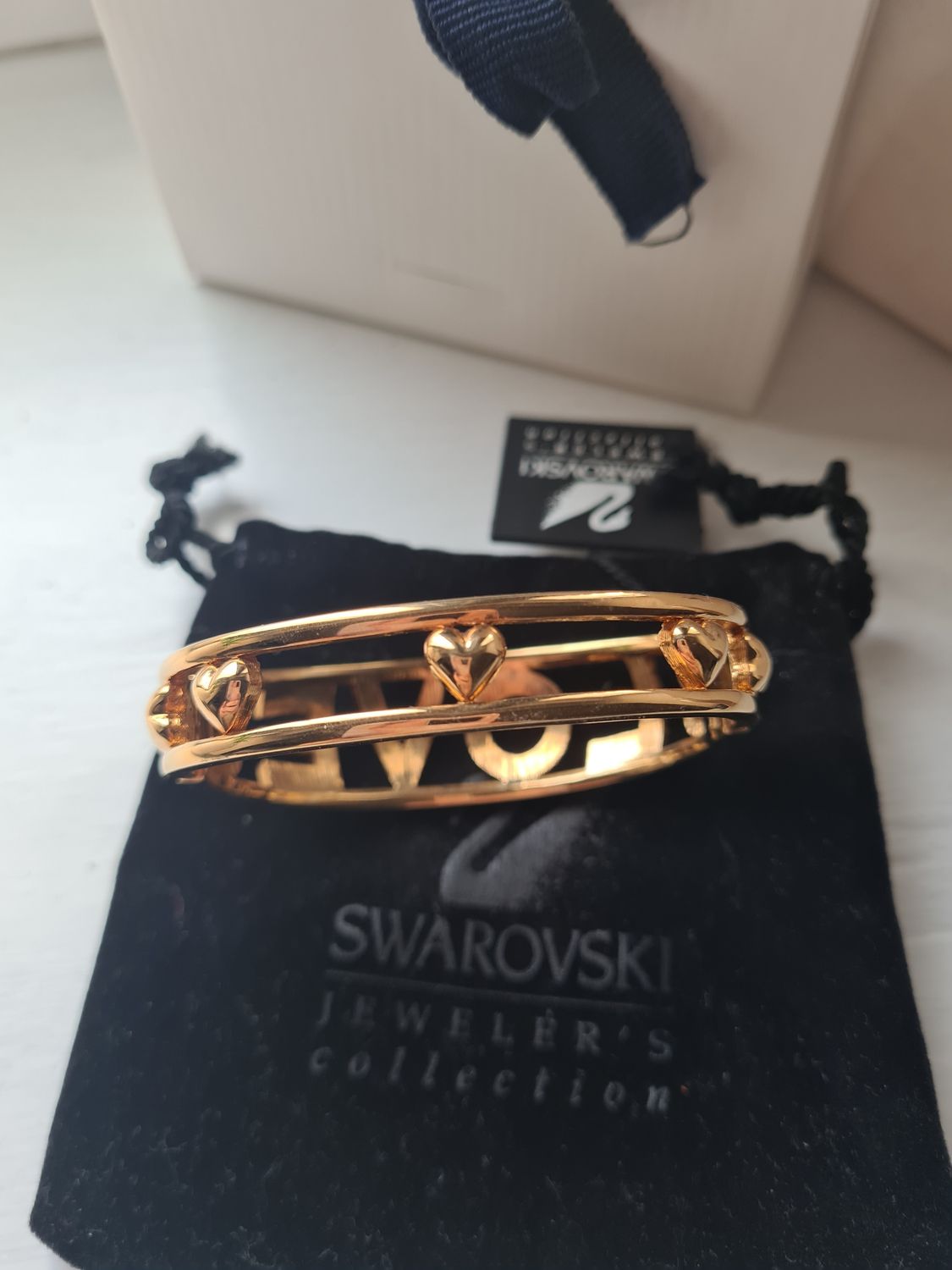 Vintage Swarovski LOVE gold tone bangle RRP £200+