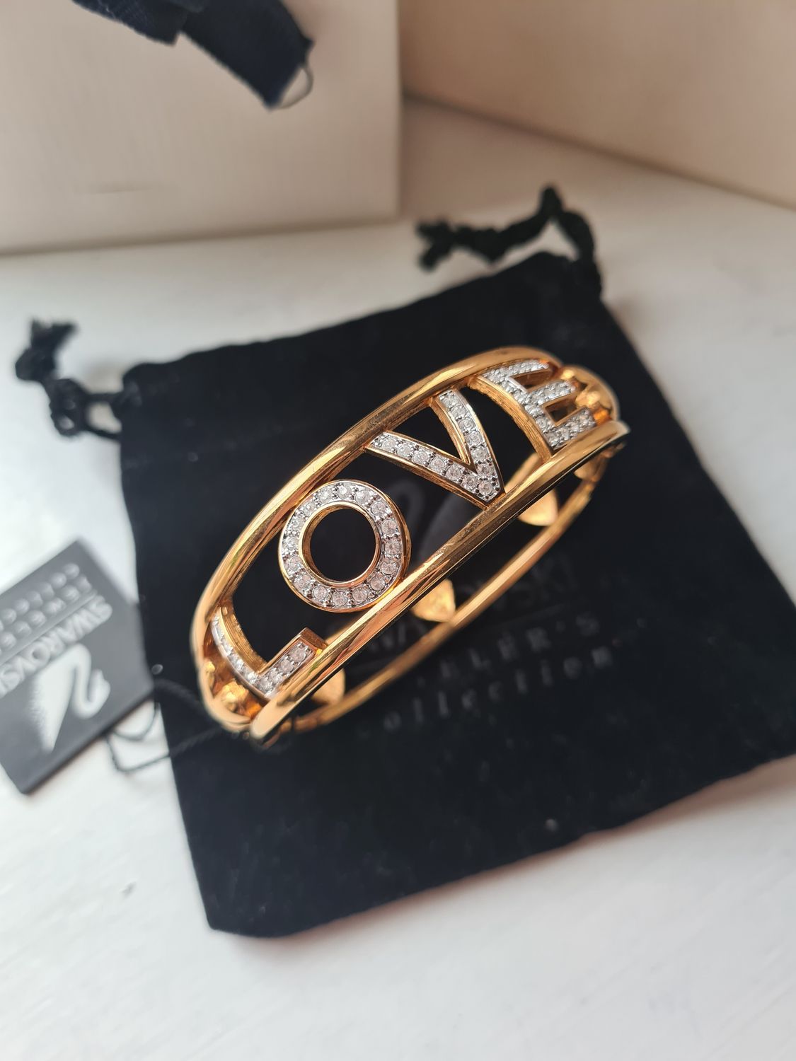 Vintage Swarovski LOVE gold tone bangle RRP £200+