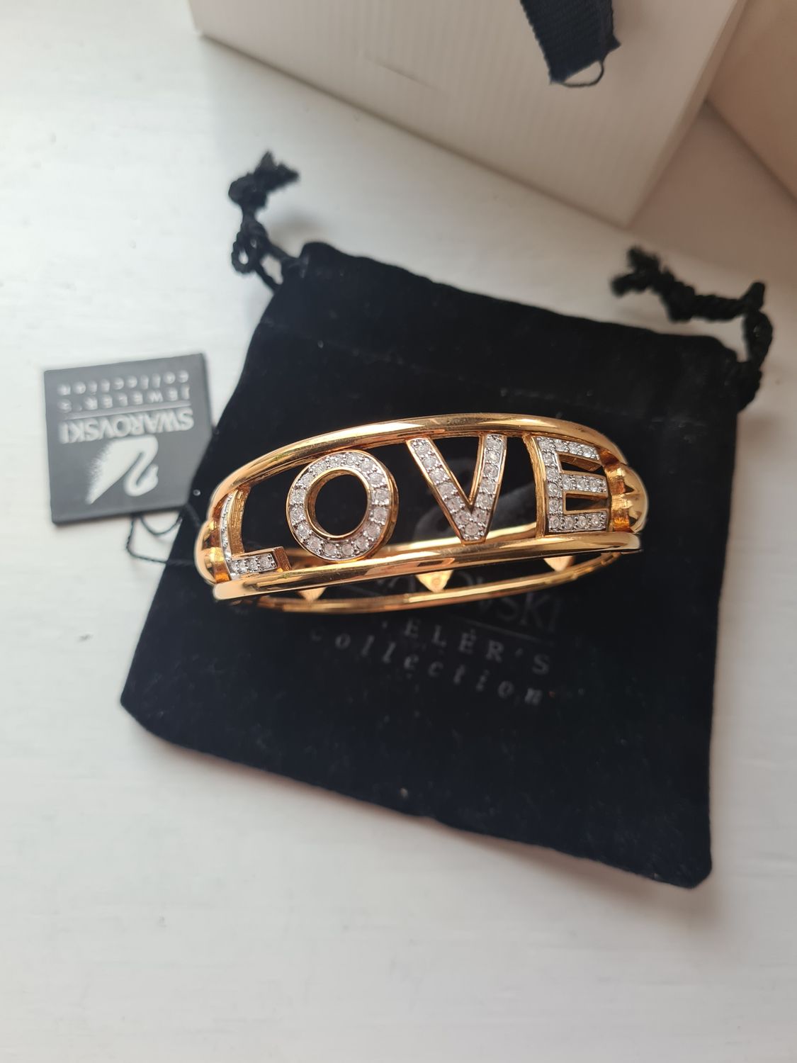 Vintage Swarovski LOVE gold tone bangle RRP £200+
