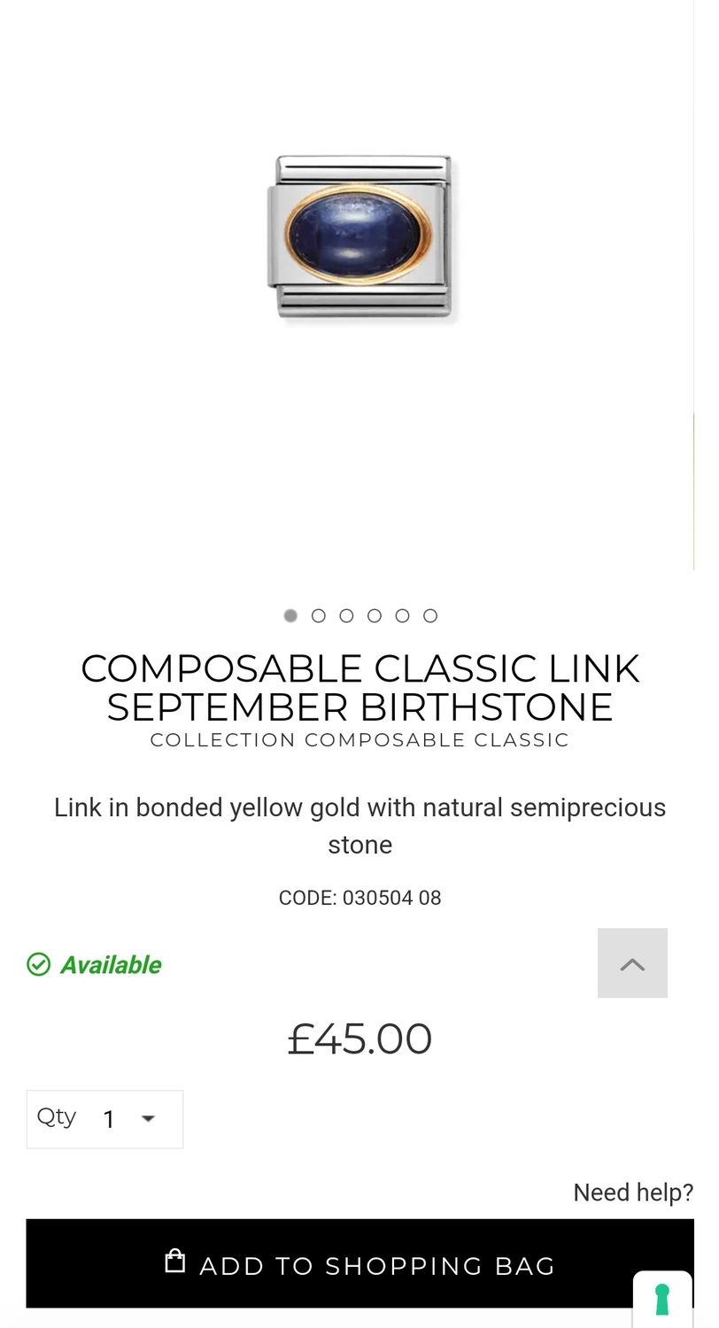 Italian Nomination stainless steel sz Small - inc 3 charms RRP £88