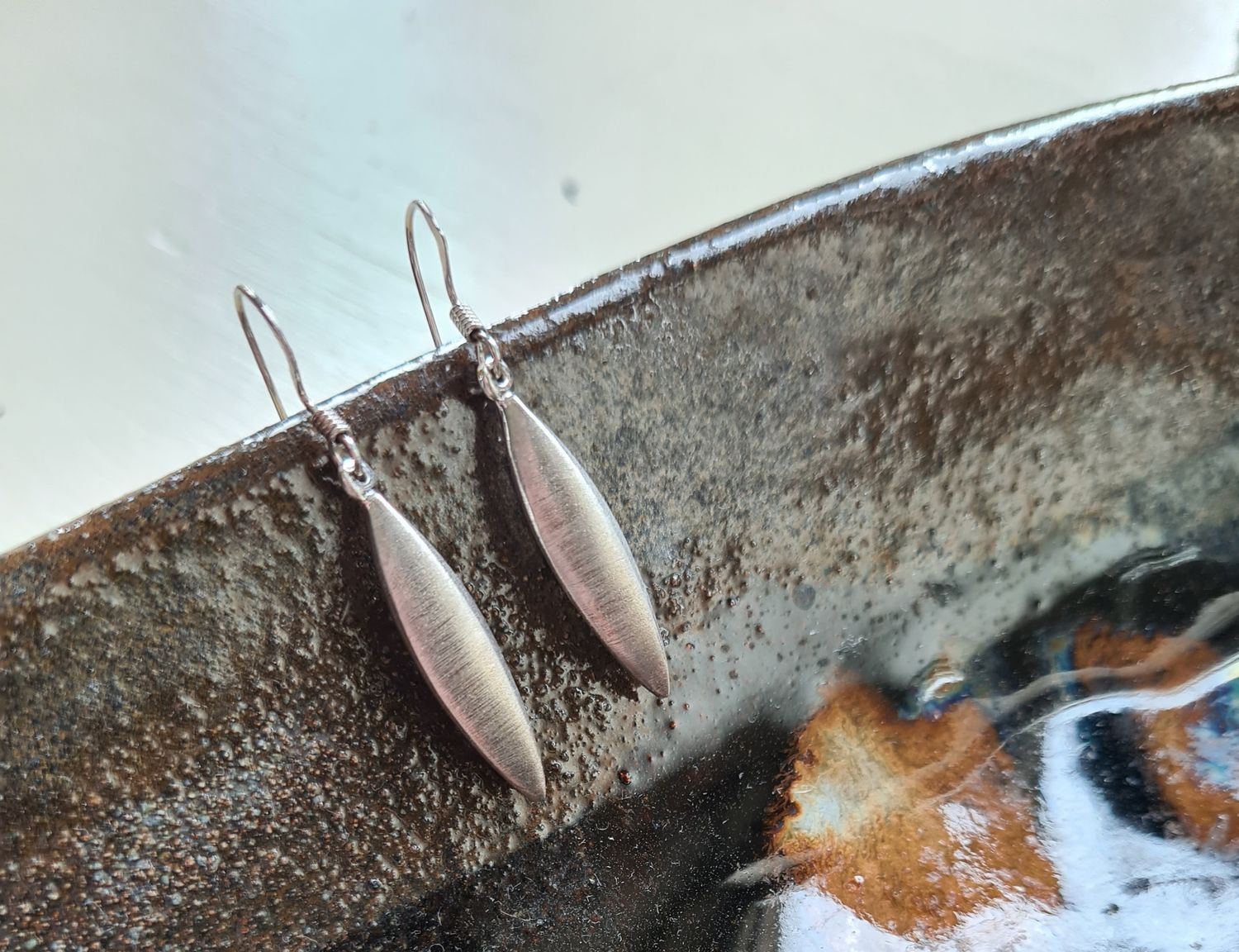 Minimalist sterling silver drop earrings