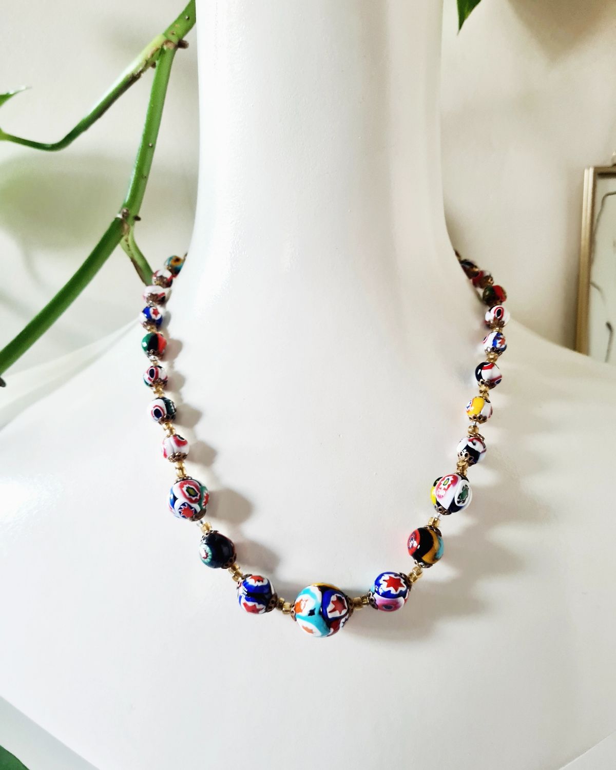 Vintage Italian Moretti Millefiori bead necklace