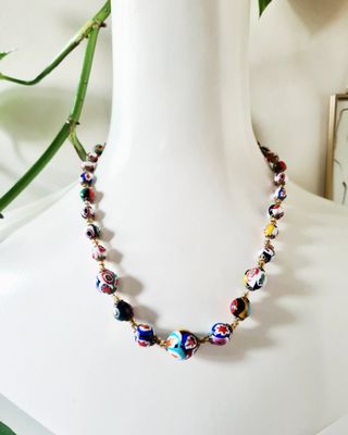 Vintage Italian Moretti Millefiori bead necklace